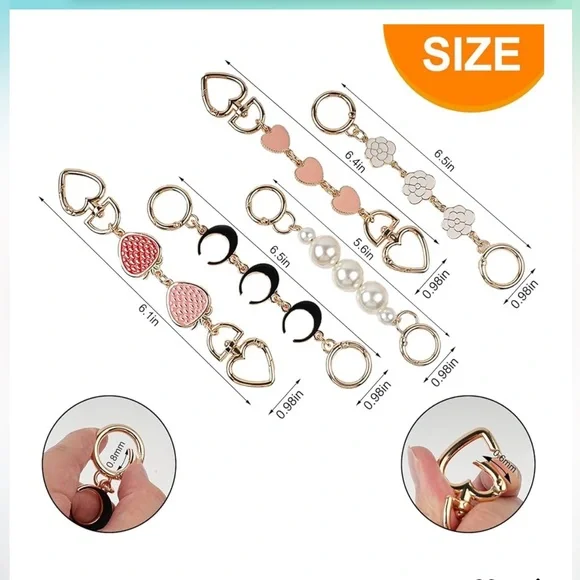 🆕 5Pcs Purse Extender Chain, Bag Extender Purse Strap Extension Replacement - Picture 2 of 7